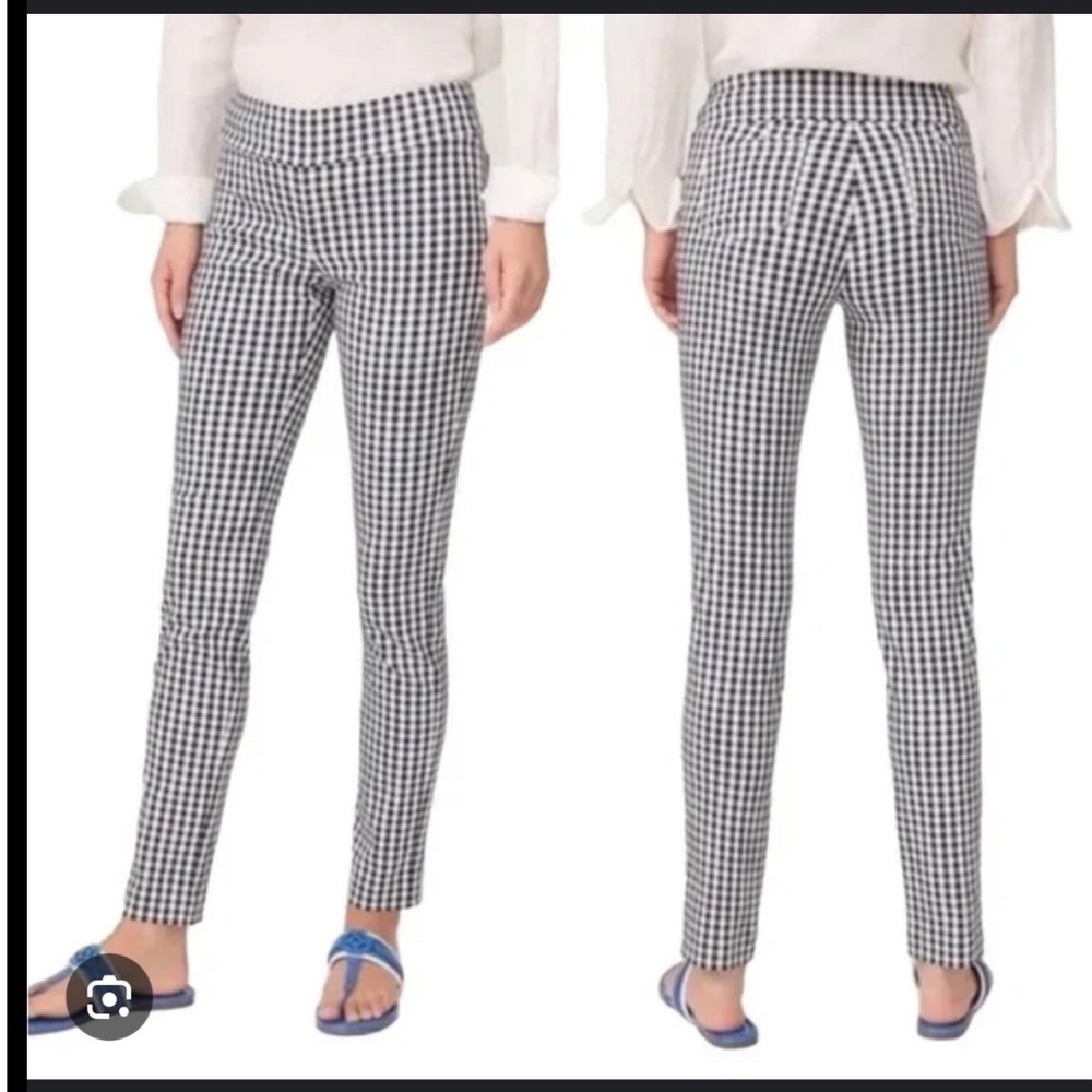 J.McLaughlin‎ Blue White Gingham Stretch Leggings Womens 12 Tummy Control Pants
